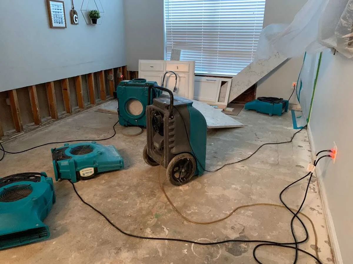 Dehumidifier in flood-cut room for Water Extraction & Removal in Pine Bluff